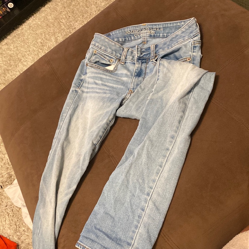 Light wash American eagle boot cut straight jeans